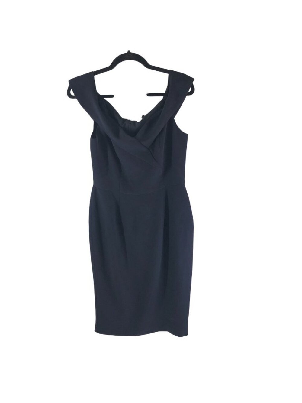 Gianni Bini Navy Blue Sleeveless Sheath Dress With Draped Neckline Size M
